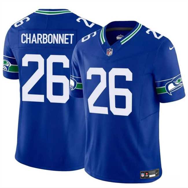 Men's Seattle Seahawks #26 Zach Charbonnet Royal 2024 F.U.S.E Throwback Vapor Limited Stitched Jersey,We sell and wholesale Men's Seattle Seahawks #26 Zach Charbonnet Royal 2024 F.U.S.E Throwback Vapor Limited Stitched Jersey on line form chian!